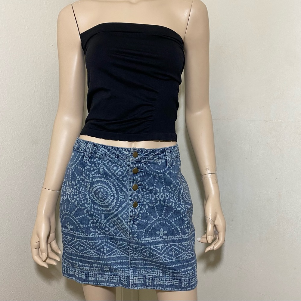 Free People Blue Denim School Daze Mini Skirt
